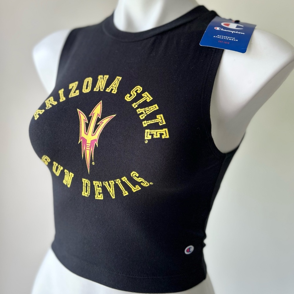 Arizona State Sun Devils Fork Logo Cropped Tank by Champion Black XS NWT
